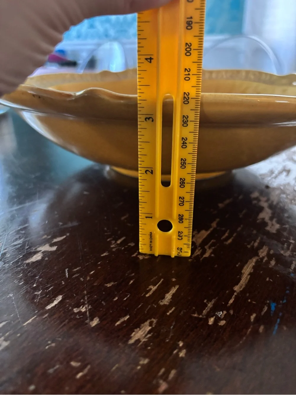 Vintage 14-3/8” California Pottery harvest gold pasta/serving ceramic bowl